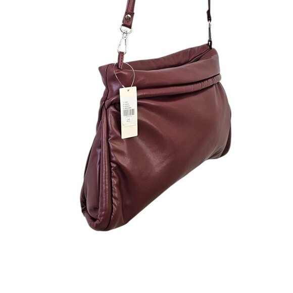 Anthropologie Oversize Pillow Clutch Shoulder Bag, Wine, Faux Leather, NWT - Picture 9 of 9